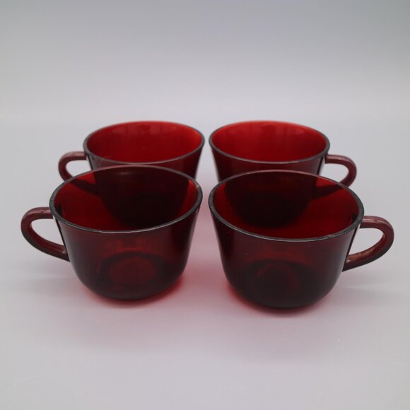 Vintage Anchor Hocking Tea/Coffee Cups Royal Ruby Red Glass (Set of 4) - Picture 6 of 7